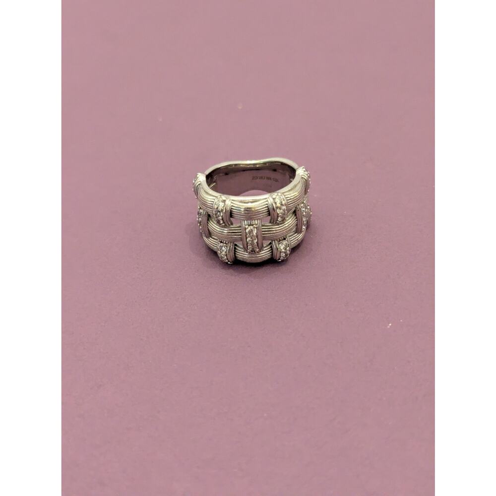 Italian Silver Ring Size 5 by David Markstein. Graduated CZ Basket, 5/8 in. QVC